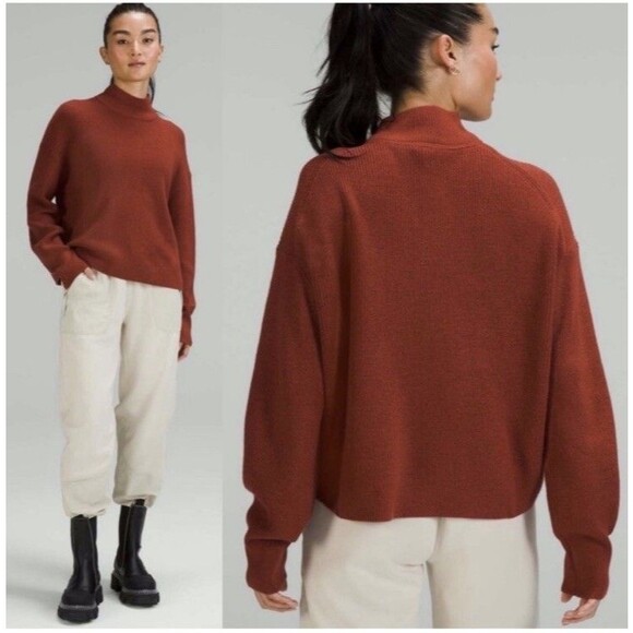 Lululemon Women’s Merino Wool Blend Ribbed Turtleneck Sweater Oversized Sz 2 - Picture 1 of 11